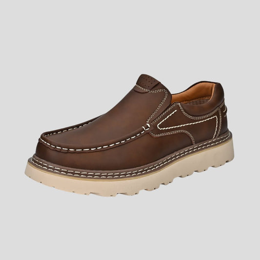 Men's low-top thick-soled leather shoes